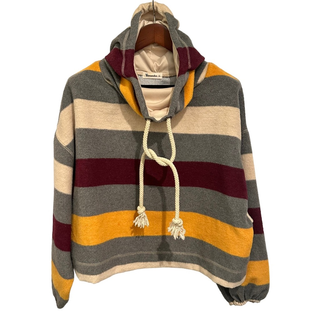 Vernacular Multi Stripe Crop Hoodie S